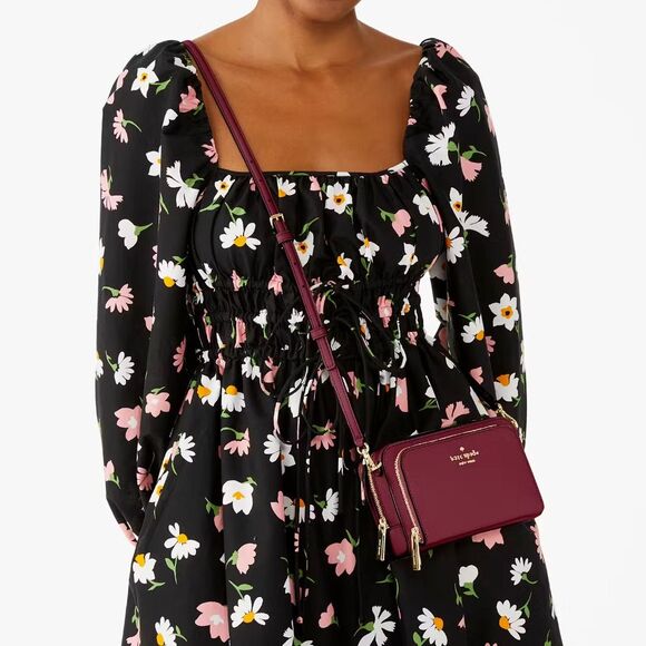 New Kate Spade Staci Dual Zip Around Crossbody Blackberry Preserves - Picture 4 of 5